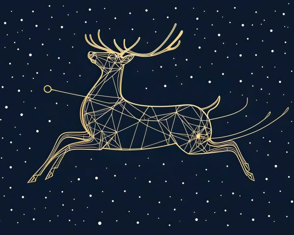 Low Poly Wireframe Deer Constellation in Motion