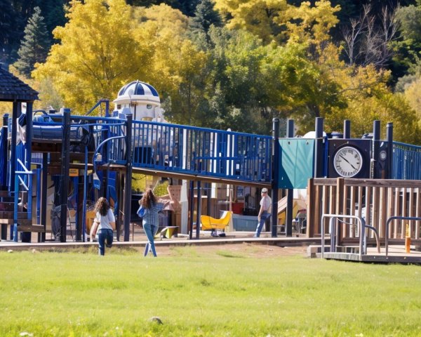 Colorful Playground Surrounded by Autumn Foliage