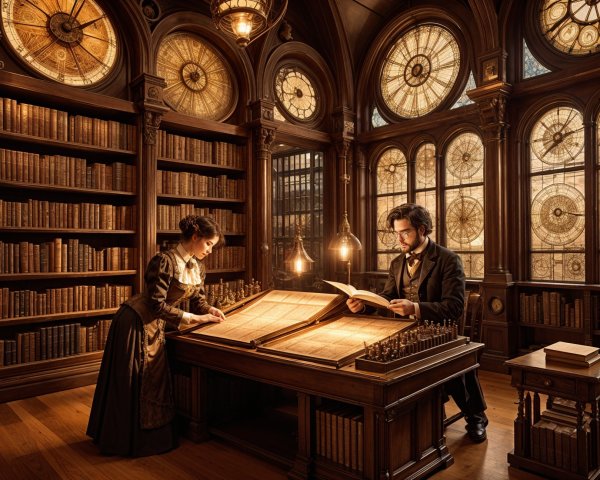 Examination of Ancient Books in a Grand Library