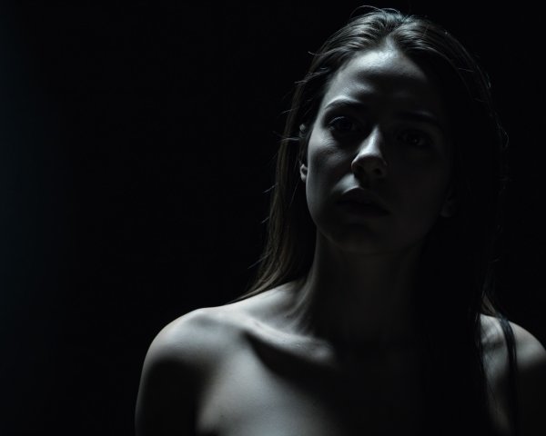 Partially Illuminated Woman in Dramatic Lighting