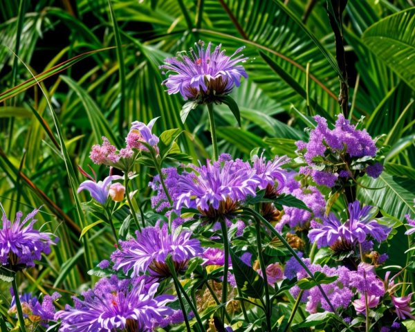 Vibrant Purple Flowers Amidst Lush Green Foliage