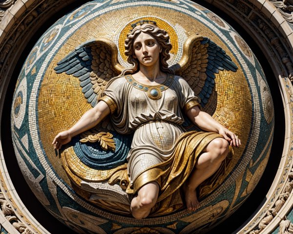 Mosaic of a Celestial Figure with Intricate Details