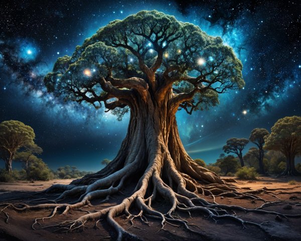 Cosmic Tree Surrounded by a Vibrant Galaxy