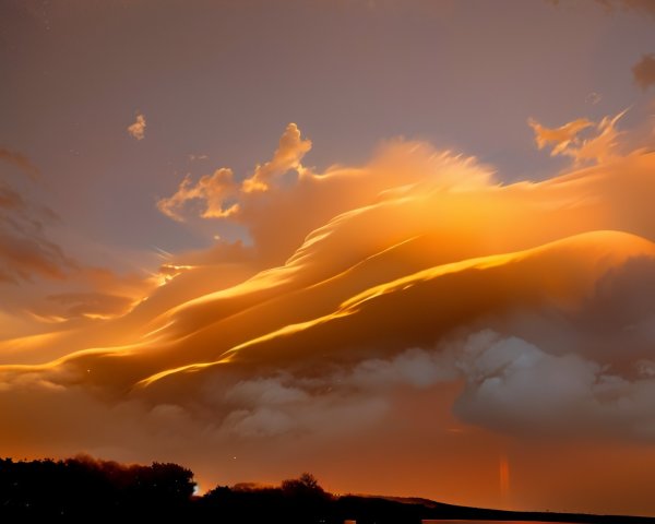 Dramatic Sunset with Vibrant Clouds and Silhouetted Trees