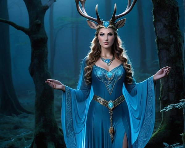Mystical Figure in Enchanting Moonlit Forest