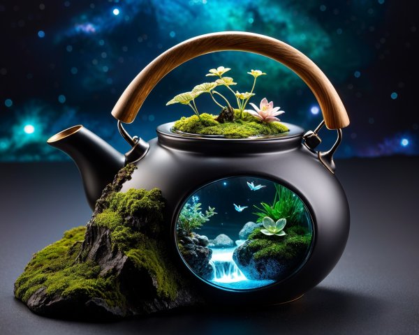 Whimsical Teapot with Nature-Inspired Design Elements