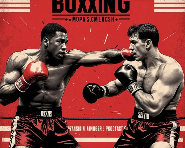 Intense Boxing Match with Vintage Design Elements