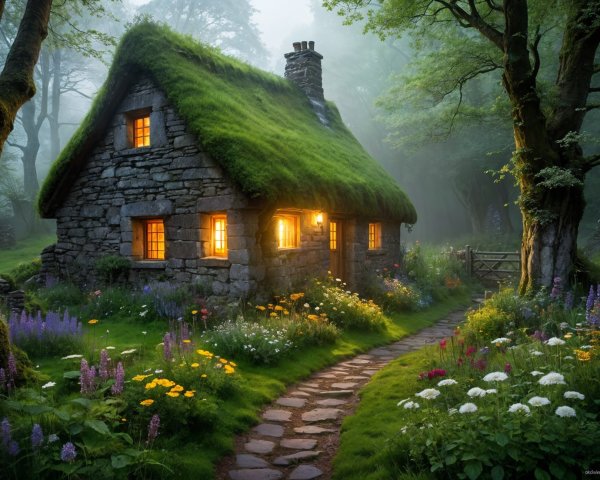 Charming Stone Cottage in Lush Verdant Landscape