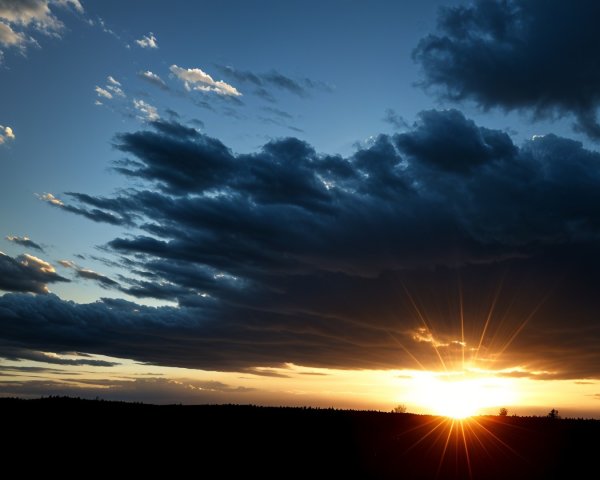 Golden Sunset with Vibrant Hues and Dramatic Clouds