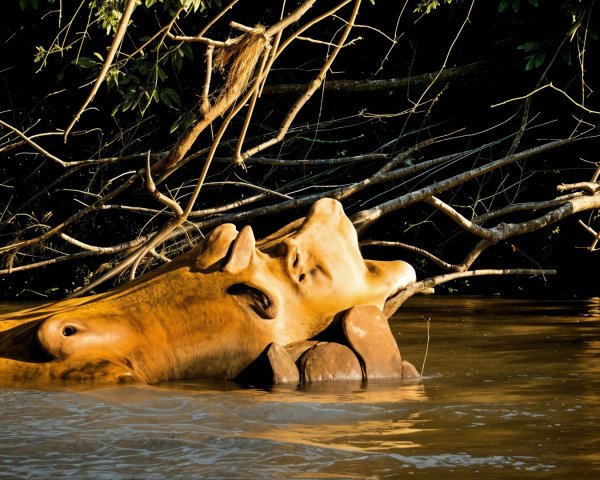 Large Smooth Surface Resembling Cow's Head in Water