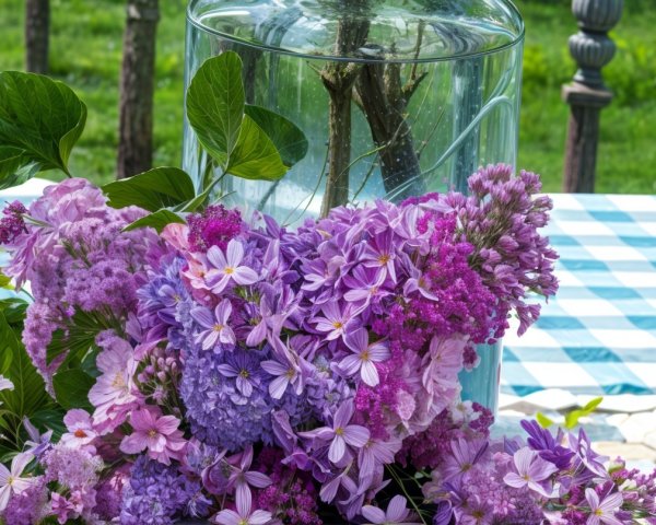 Vibrant Purple and Pink Flower Arrangement in Vase
