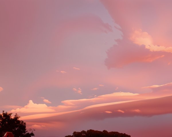 Serene Sunset with Pink and Orange Sky Hues