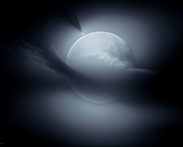 Luminous Planet and Comet in Ethereal Space Scene