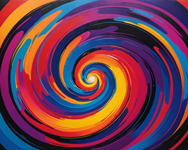 Vibrant Abstract Painting with Dynamic Spiral Design