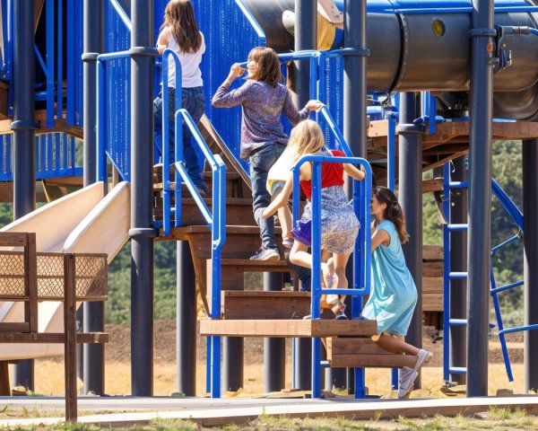 Children Playing on Colorful Outdoor Playground