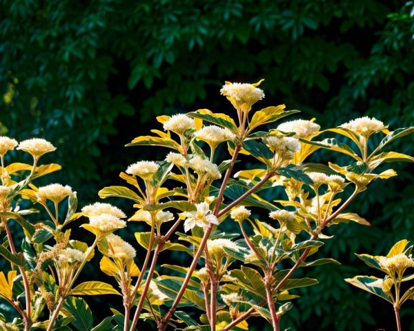 Vibrant Flowering Plant with White Blossoms and Green Foliage