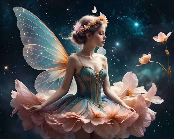 Fantasy Portrait of a Woman with Celestial Backdrop