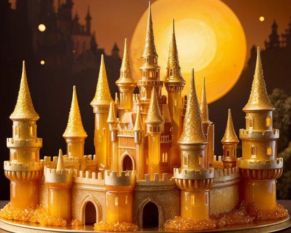 Golden Fairy-Tale Castle with Sparkling Spires