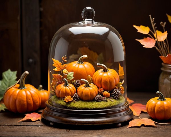 Autumn Centerpiece with Mini Pumpkins and Foliage