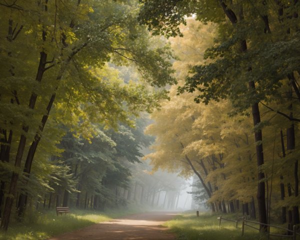 Lush Forest Pathway Surrounded by Vibrant Foliage