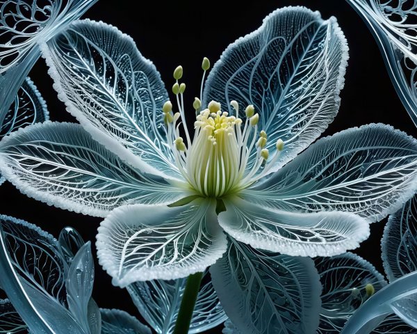 Translucent Flower Macro with Glowing Petals and Veins