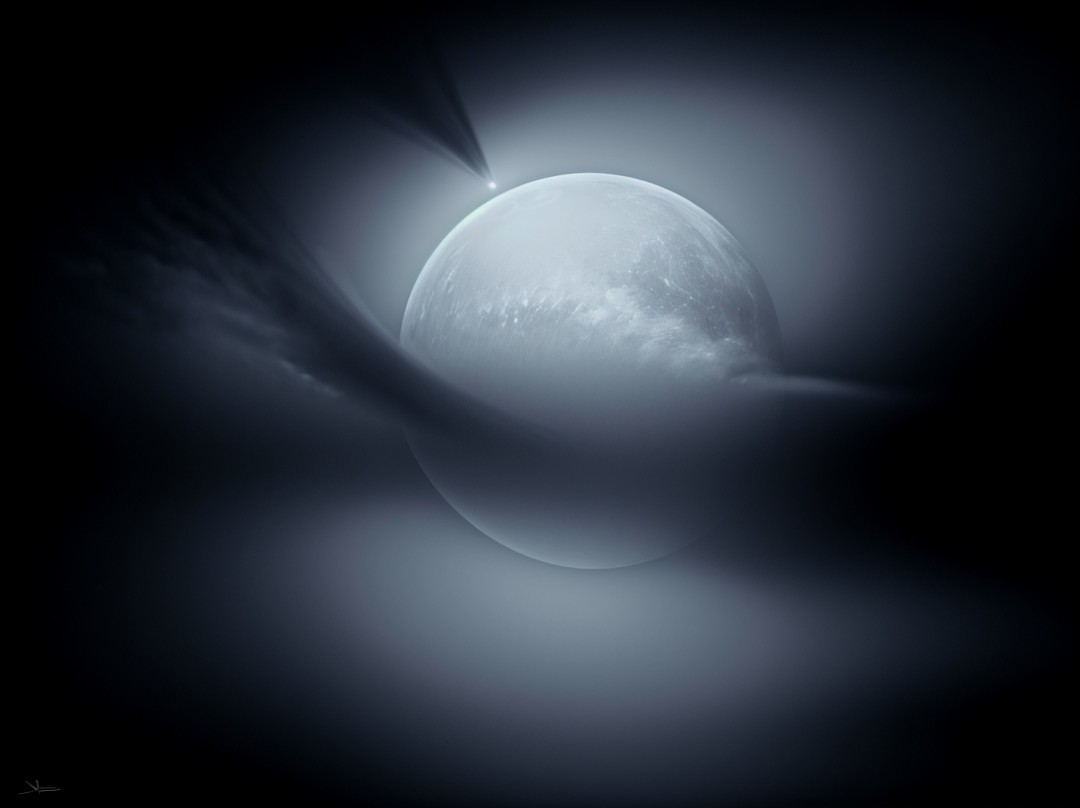 Luminous Planet and Comet in Ethereal Space Scene