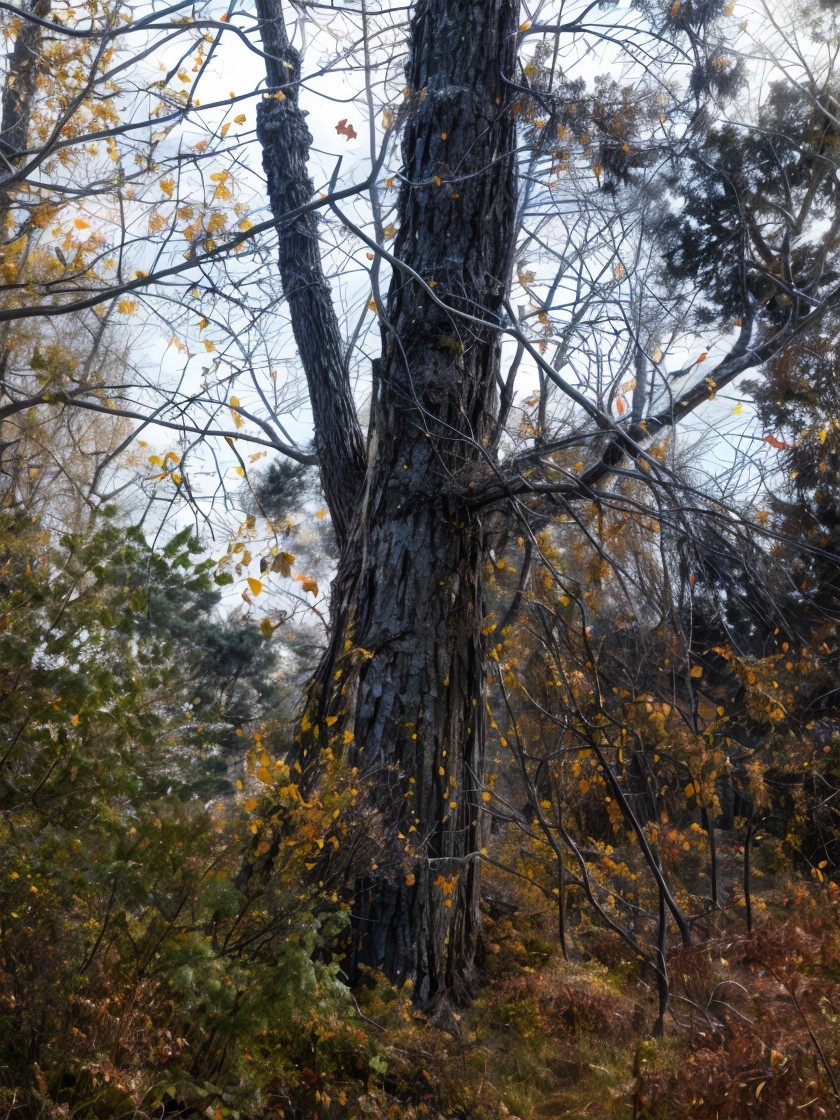 Majestic Tree in Serene Autumn Forest Setting