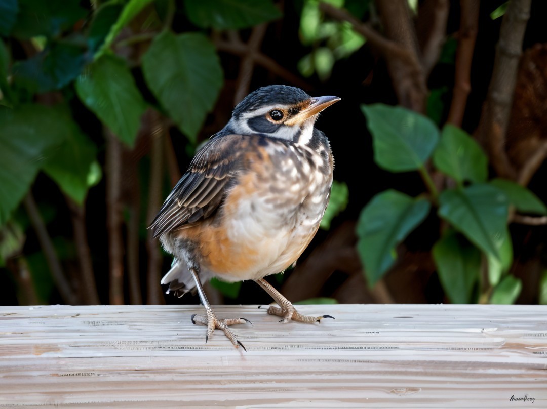 Small Bird with Brown and Rust Plumage on Railing
