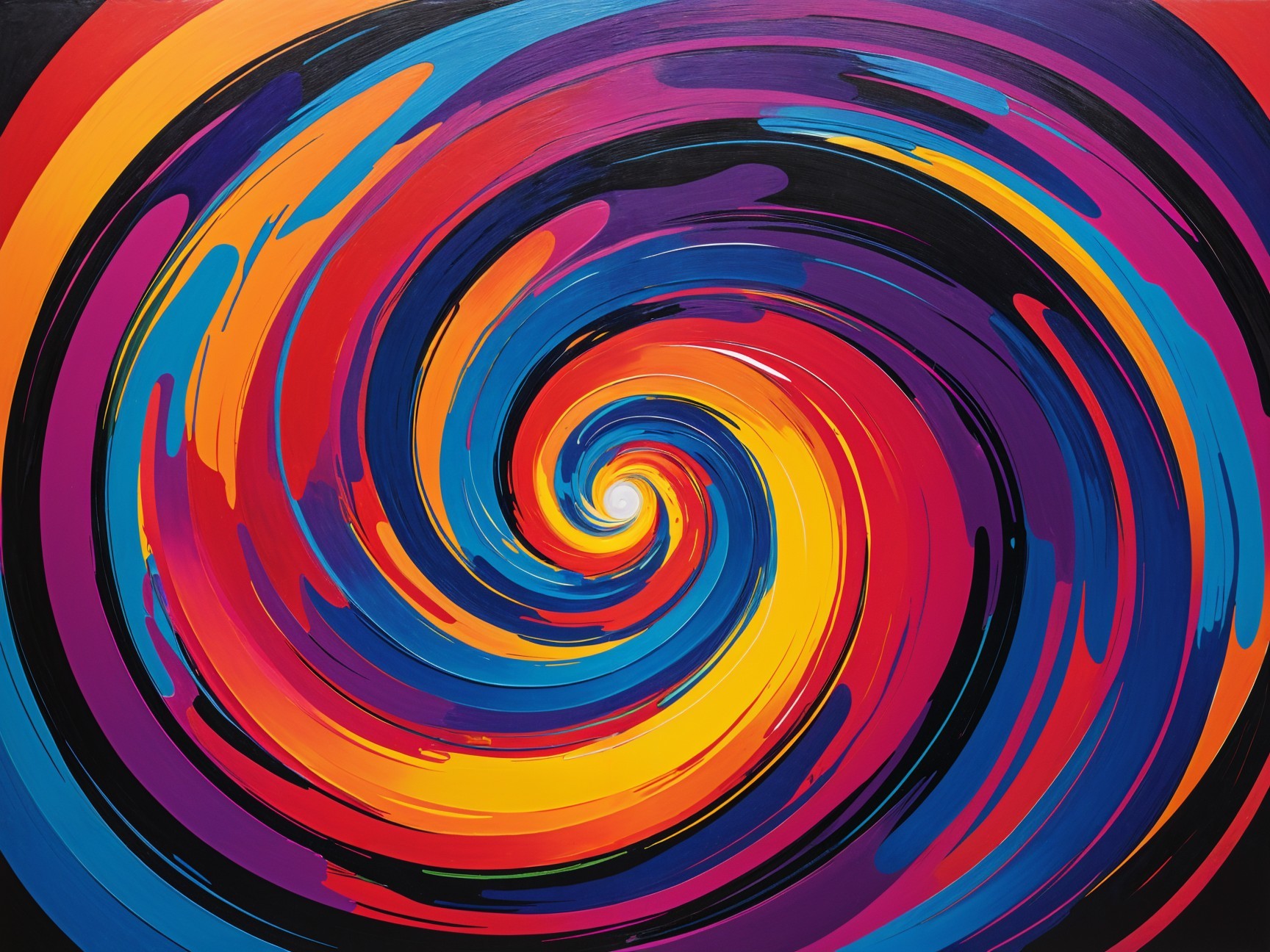 Vibrant Abstract Painting with Dynamic Spiral Design