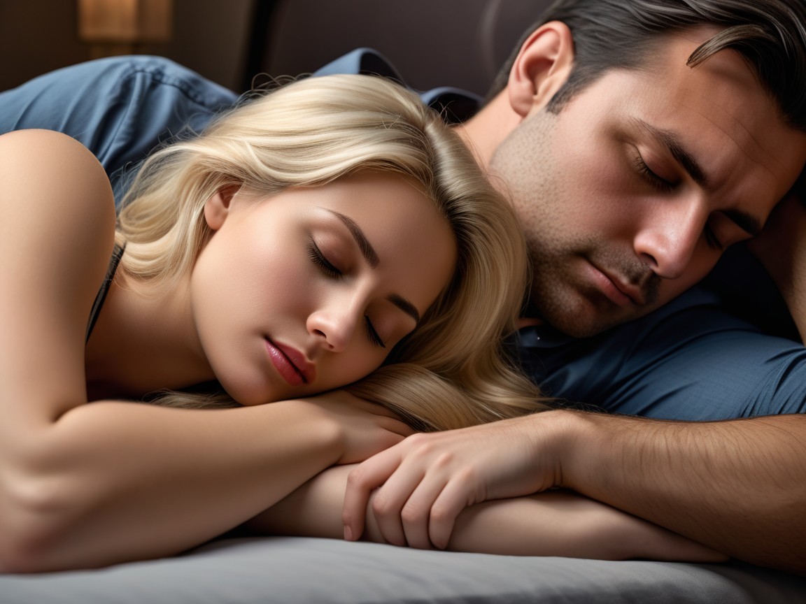 Couple Sleeping Together in Cozy Bedroom Setting