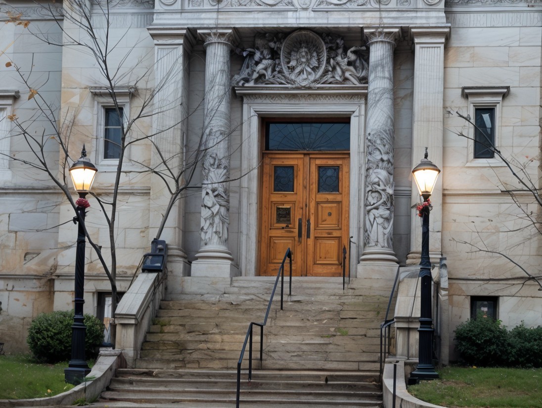 Elegant Building Entrance with Ornate Details and Decor