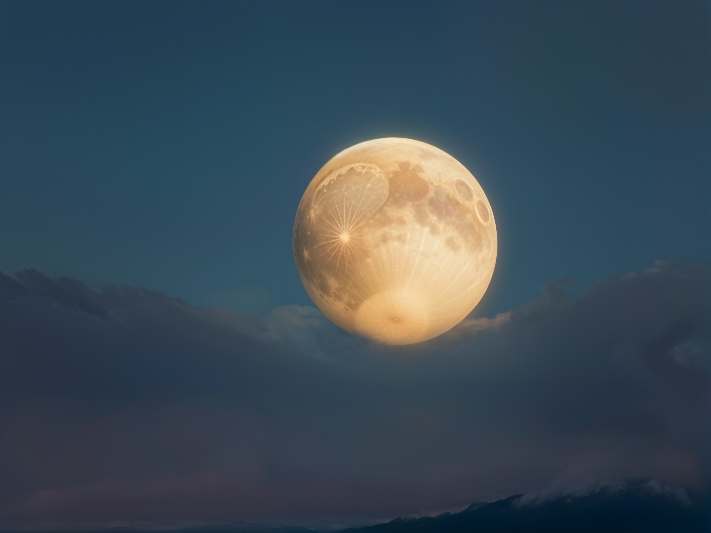 Luminous Moon in Twilight Sky with Soft Glow