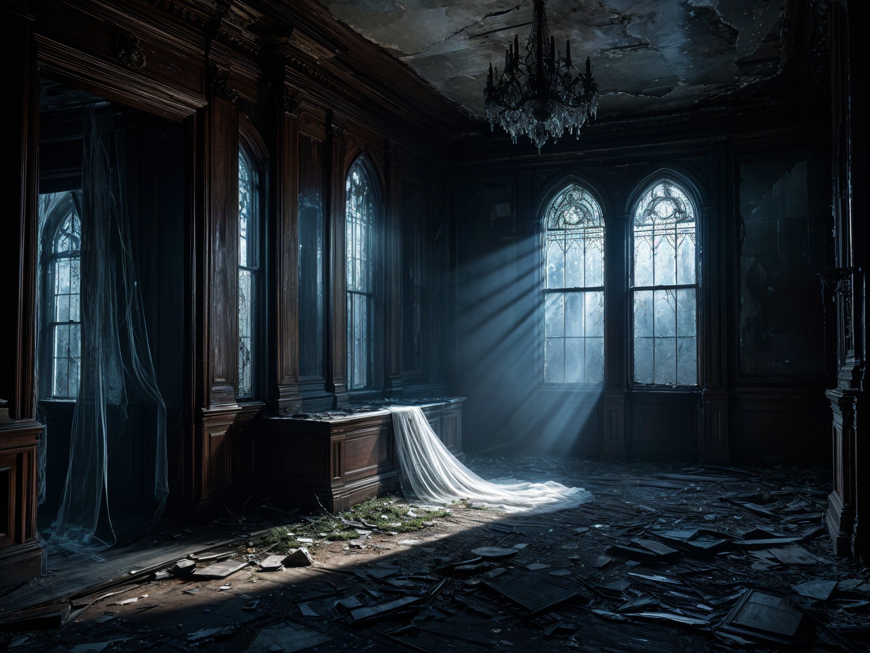 Abandoned Room with Sunlight and Decaying Elements