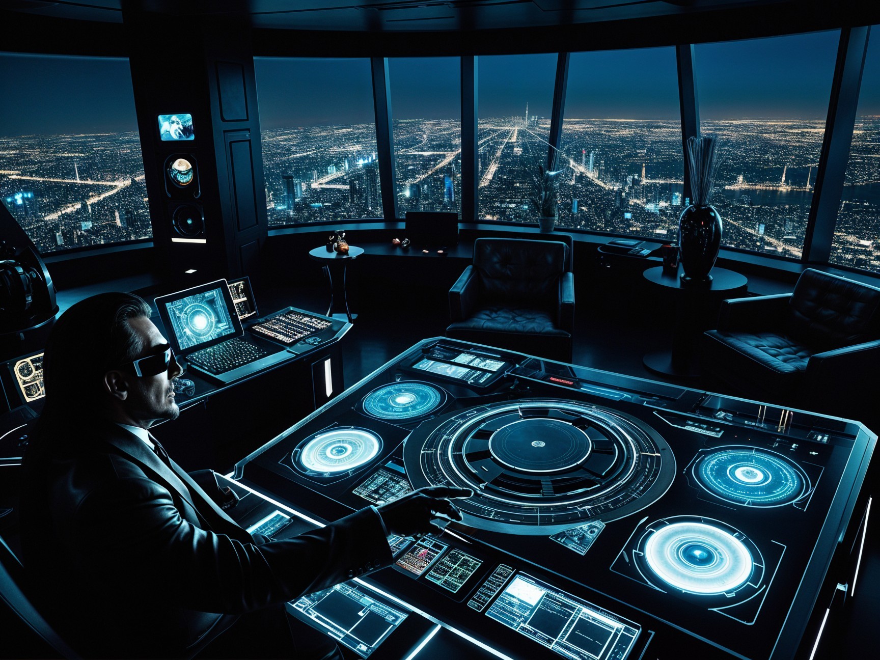 Futuristic Control Room with High-Tech Interfaces