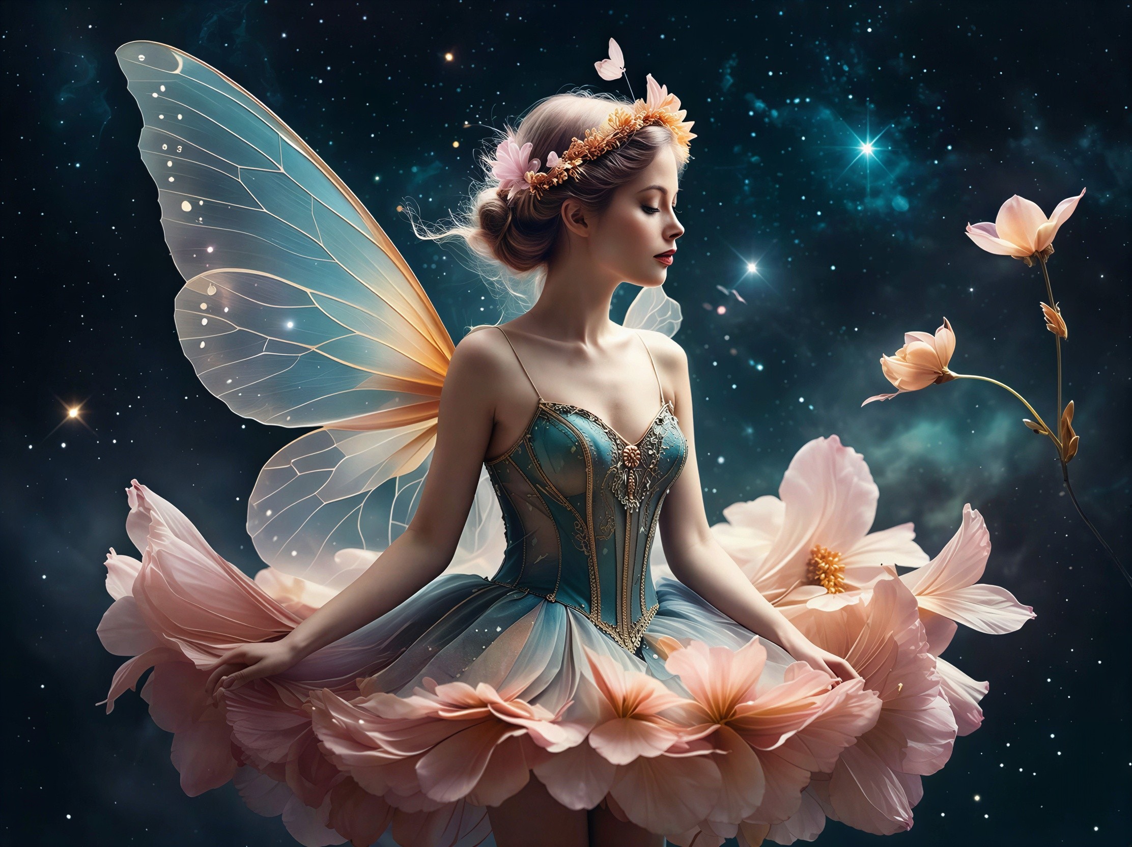 Fantasy Portrait of a Woman with Celestial Backdrop