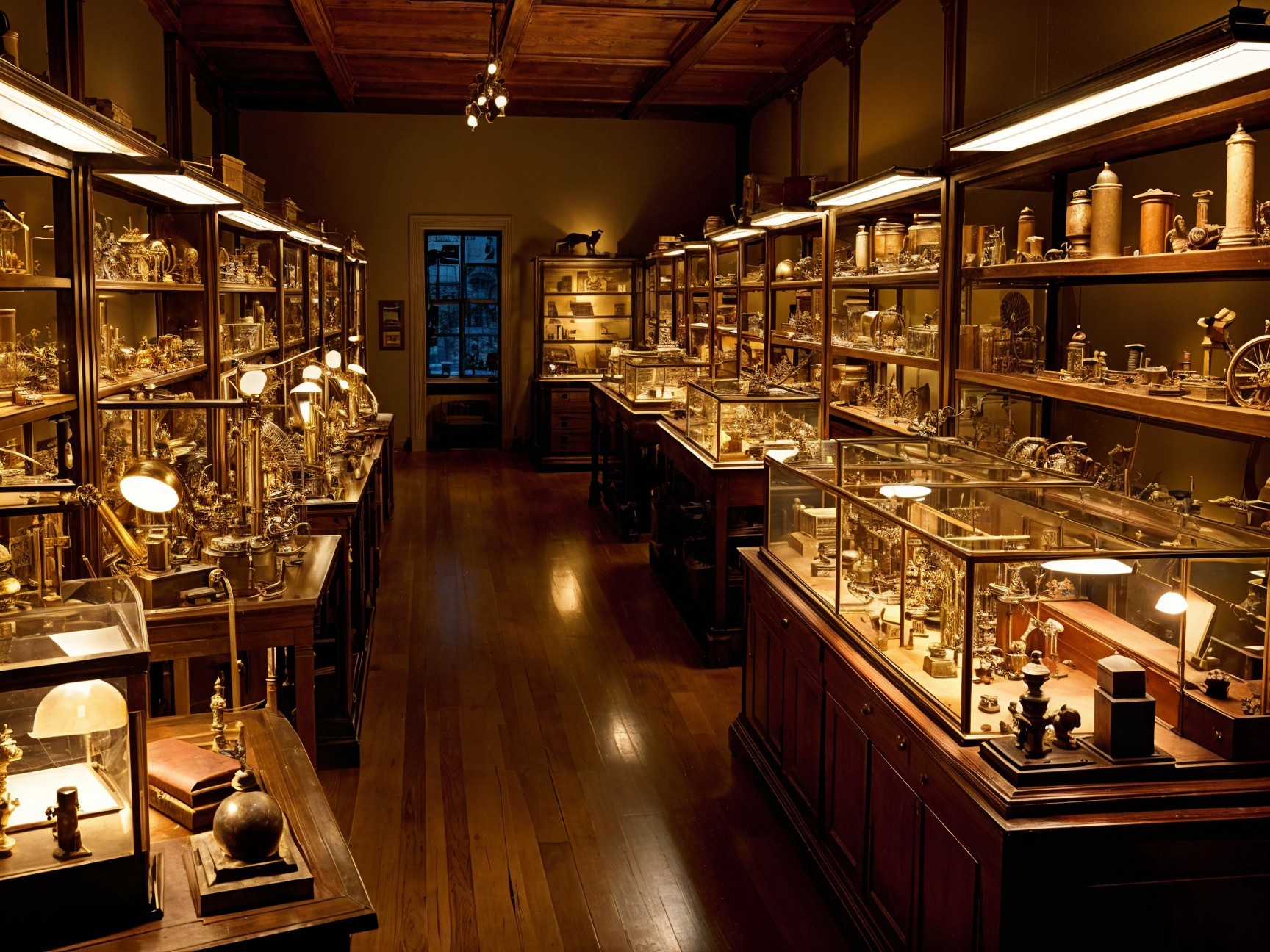 Exhibit Room with Antique Scientific Instruments and Curiosities