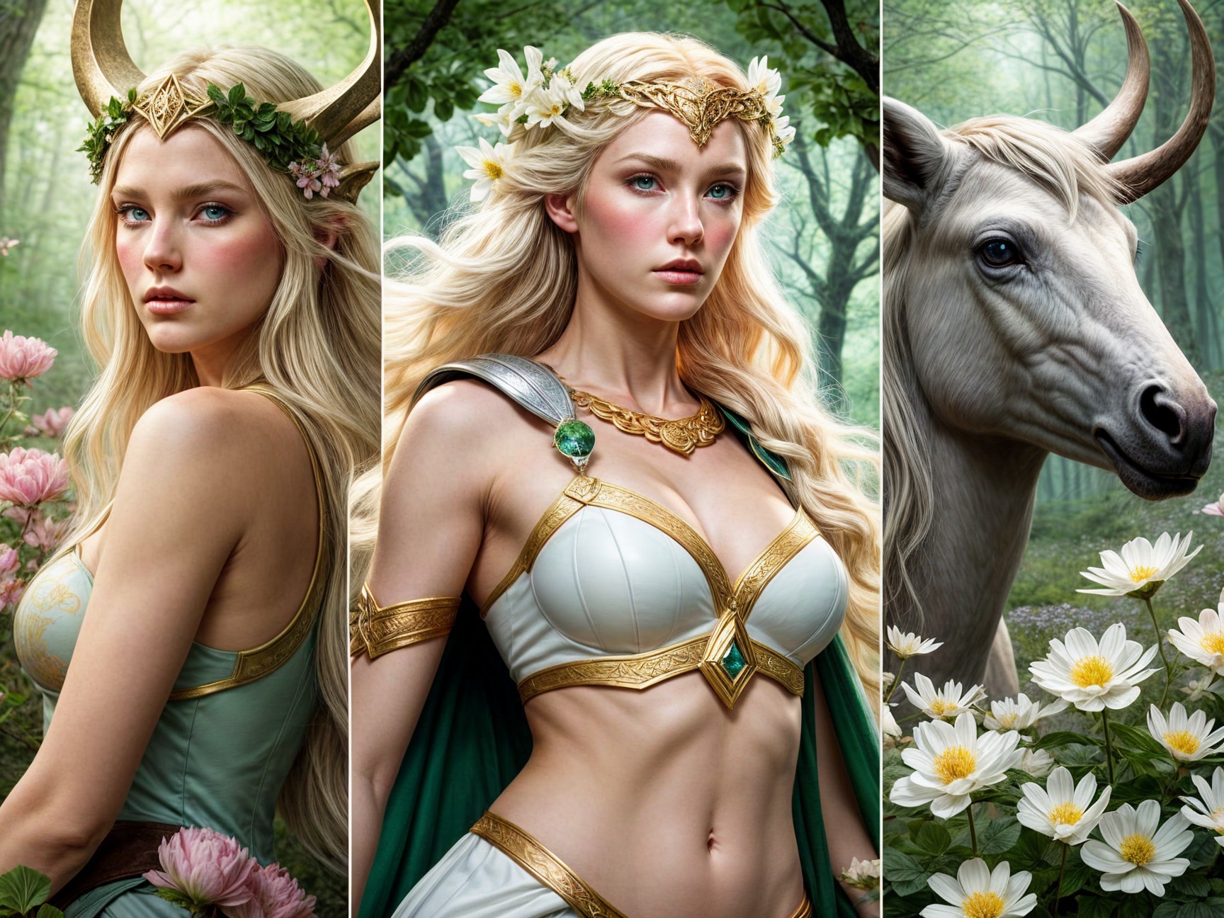 Mystical Scene with Fantasy Character and Mythical Horse