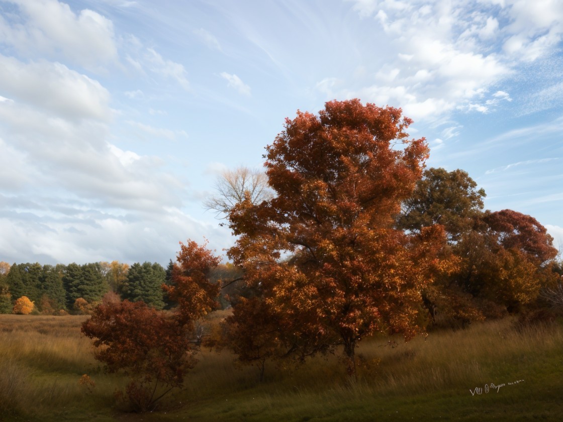 Vibrant Autumn Foliage in a Serene Landscape