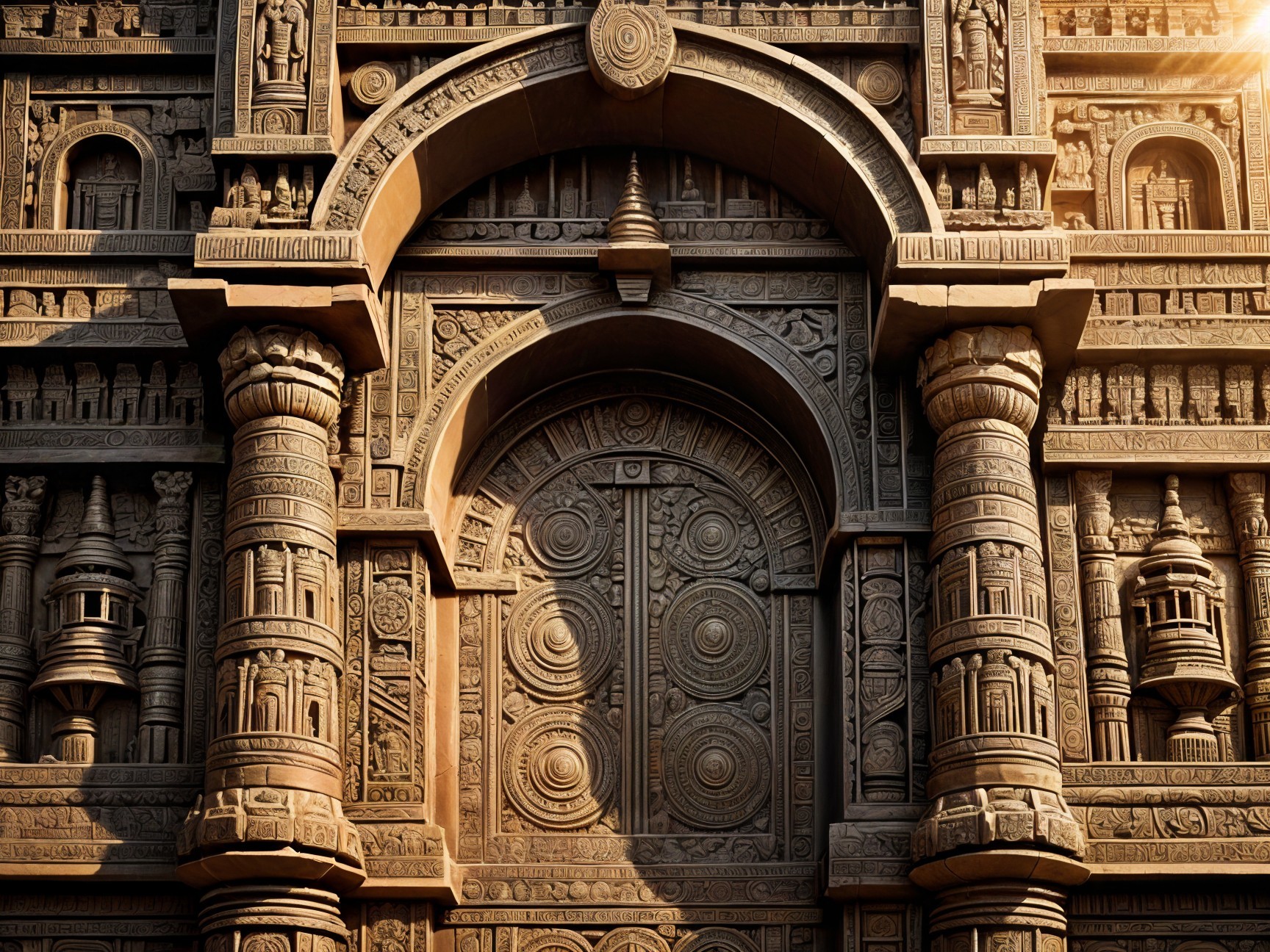 Intricately Carved Stone Wall with Ornate Patterns