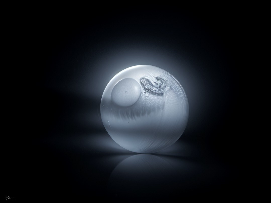 Translucent orb with light effects on dark background