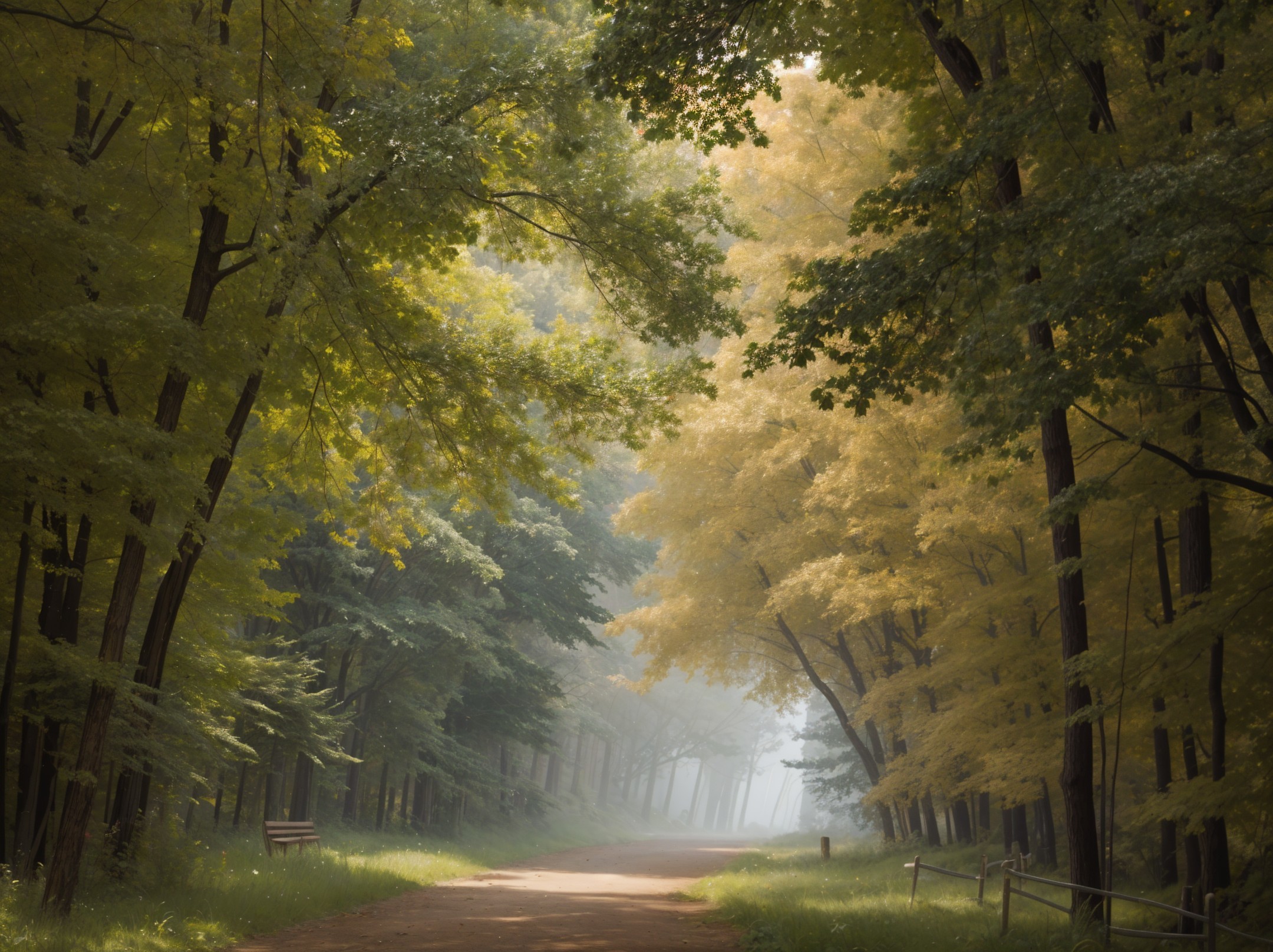 Lush Forest Pathway Surrounded by Vibrant Foliage