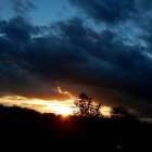 Dramatic Sunset with Silhouetted Trees and Clouds