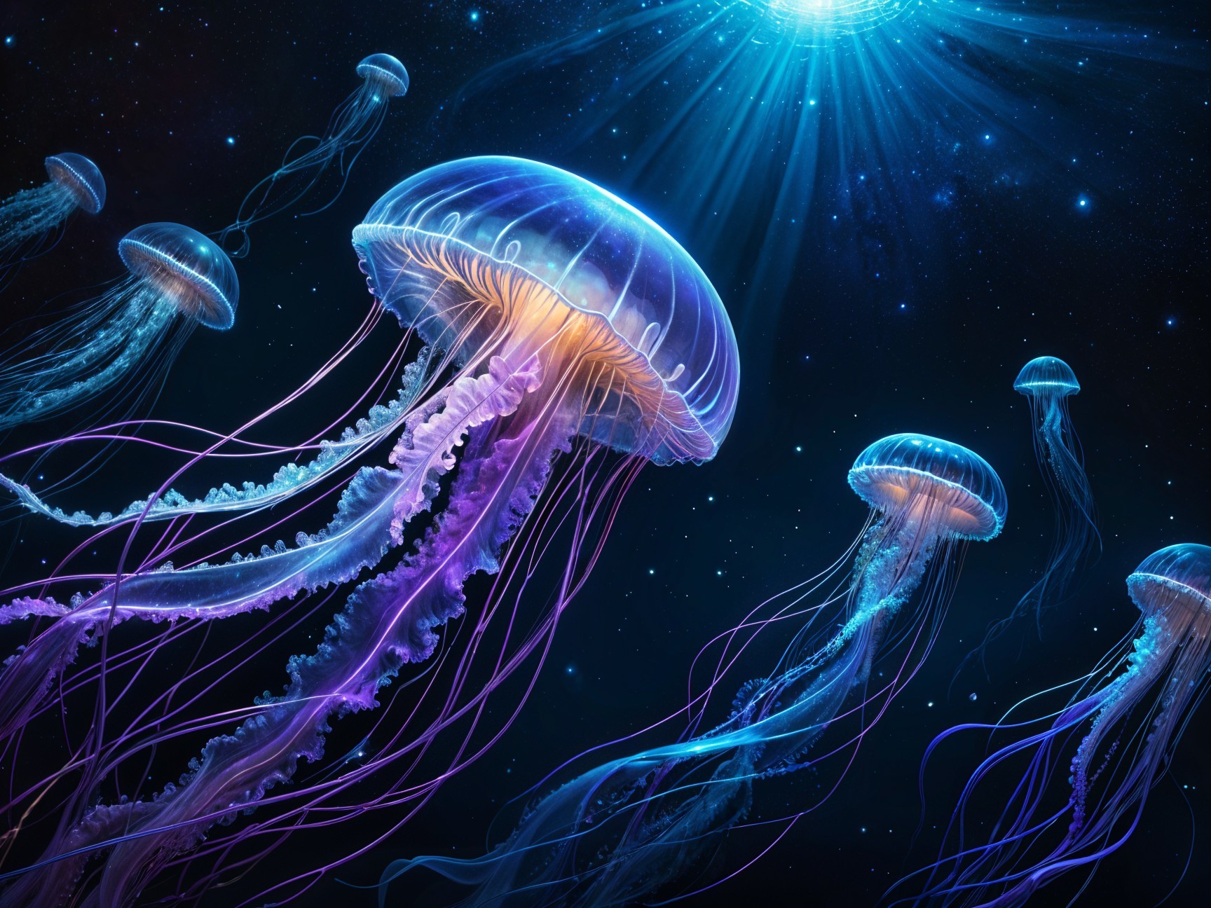 Glowing Jellyfish in a Mesmerizing Underwater Scene