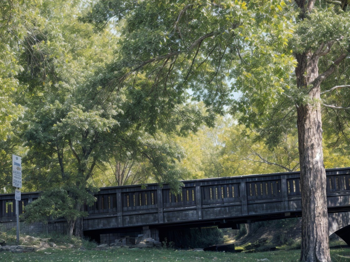 Wooden Bridge in a Tranquil Green Landscape