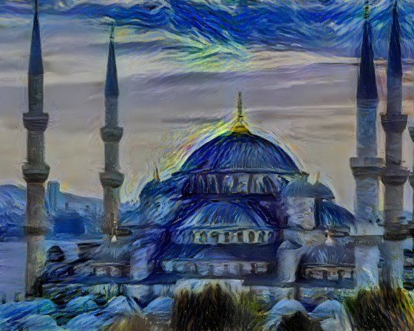 Impressionistic Mosque with Minarets and Dome Design