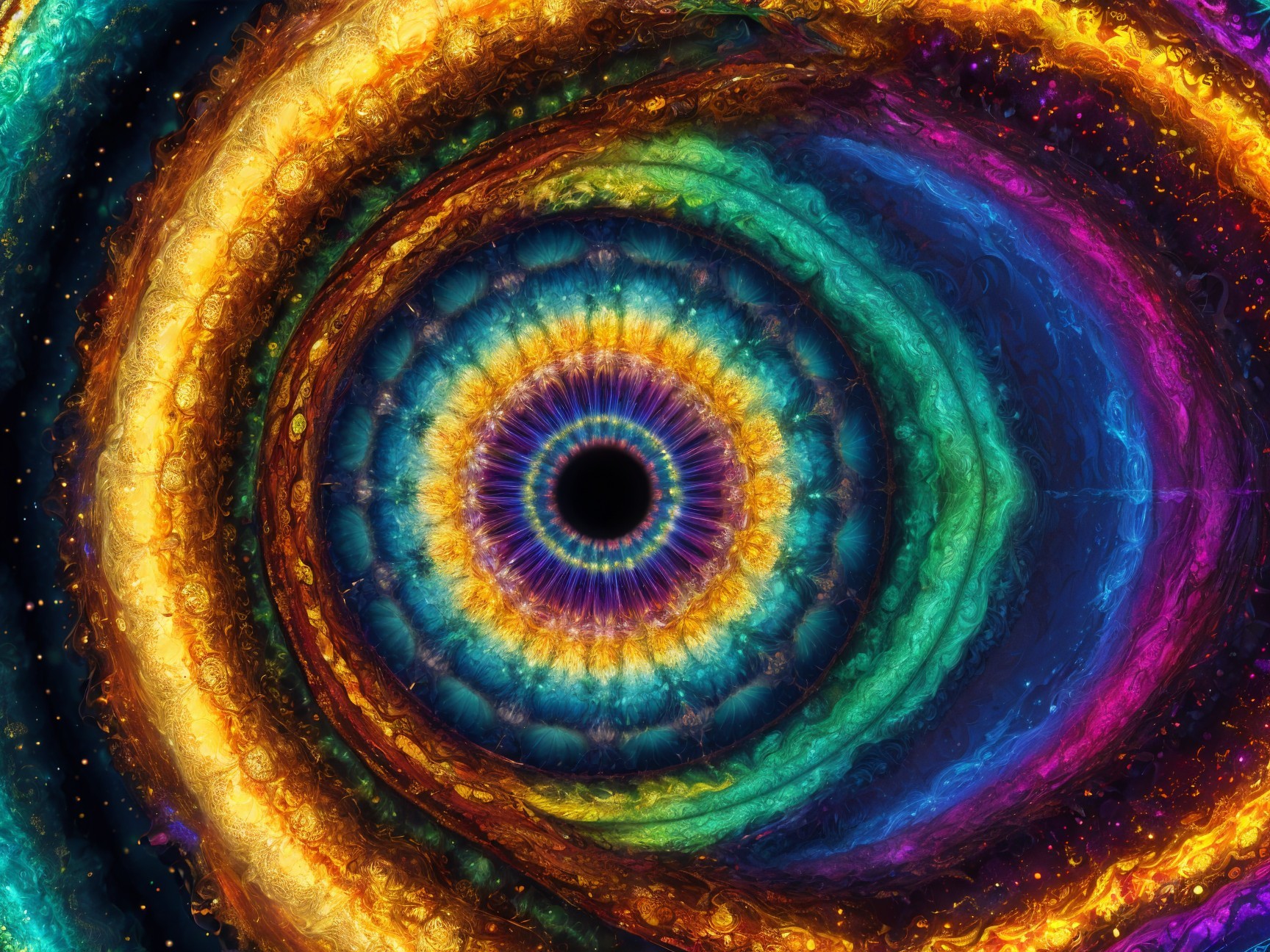 Intricate Colorful Eye Pattern with Cosmic Theme