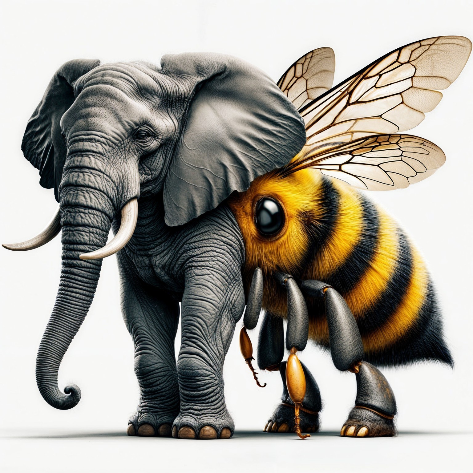 Whimsical Elephant-Bee Hybrid Creature Description