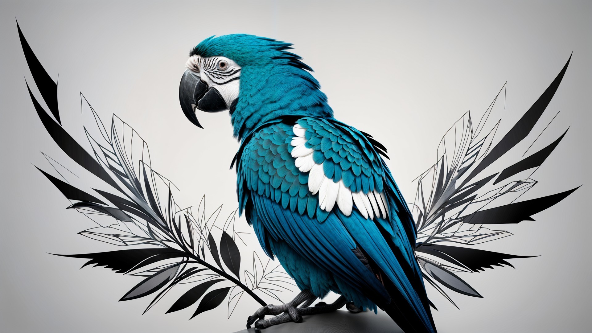 Vibrant Blue Macaw with Intricate Feather Patterns