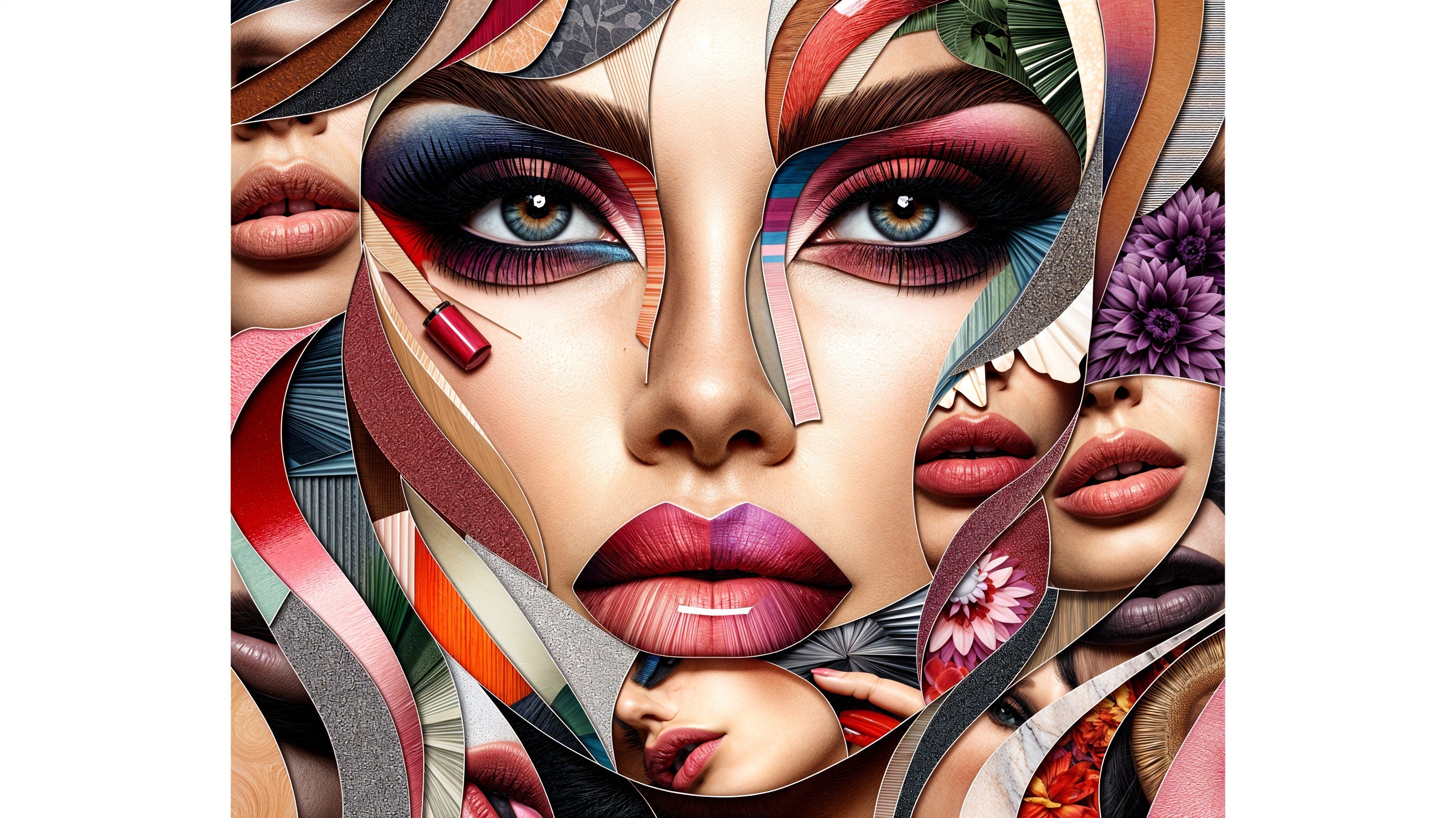 Vibrant Stylized Portrait with Intricate Facial Features