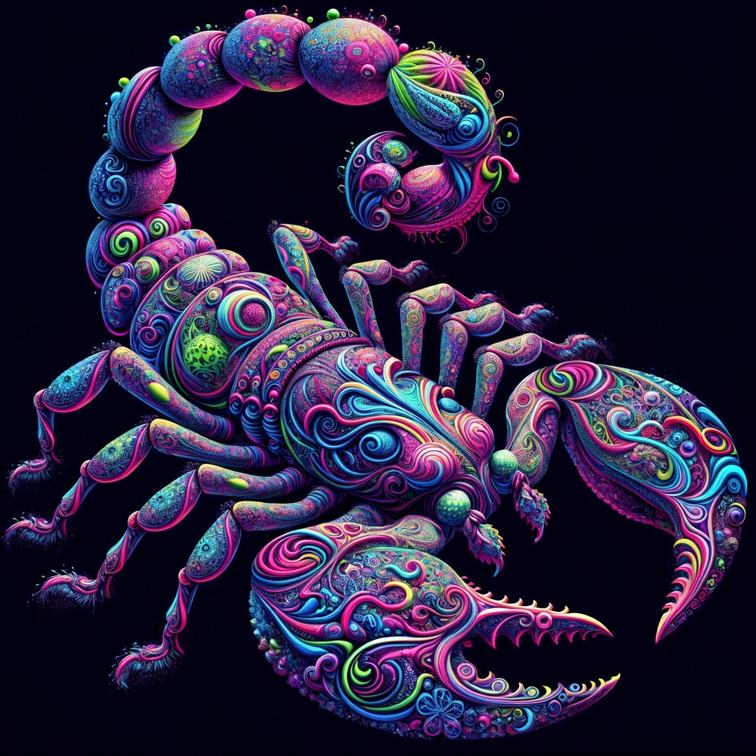 Psychedelic Scorpion with Intricate Color Patterns